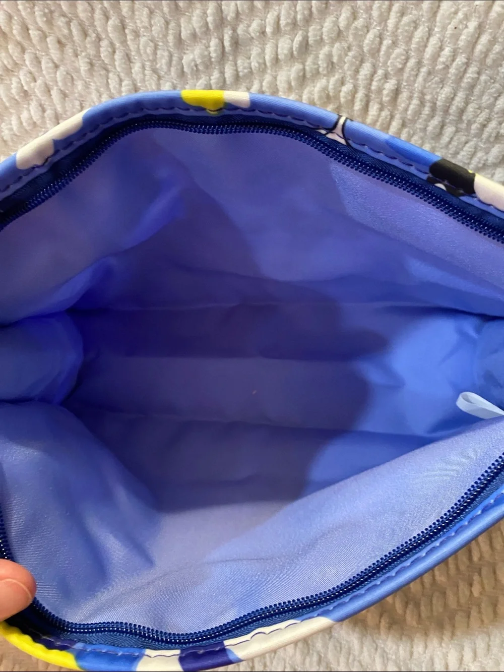 Draper James Blue Floral Cosmetic Pouch with Gold Script